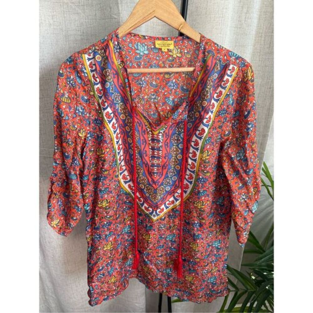 Roller Rabbit Anthropologie Silk Floral Boho Shirt Blouse Top Small